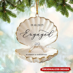 Personalized Beach Engagement Christmas Ornament-Gift For Couple