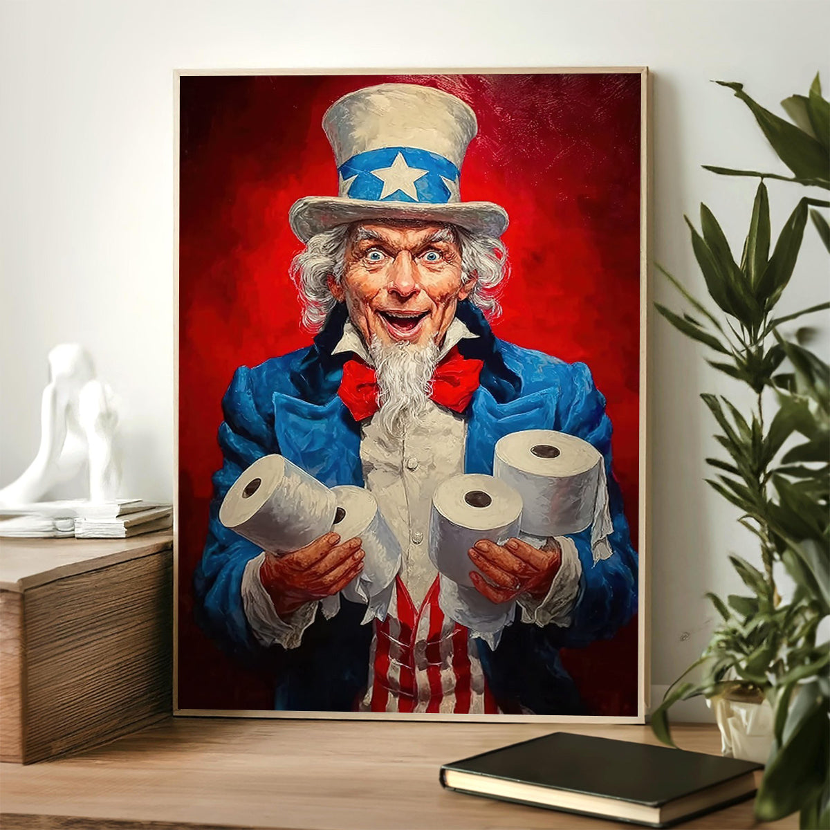 July 4th Toilet Canvas Poster,Patriotic Toilet Paper Poster Print, Novelty Wall Art Decor