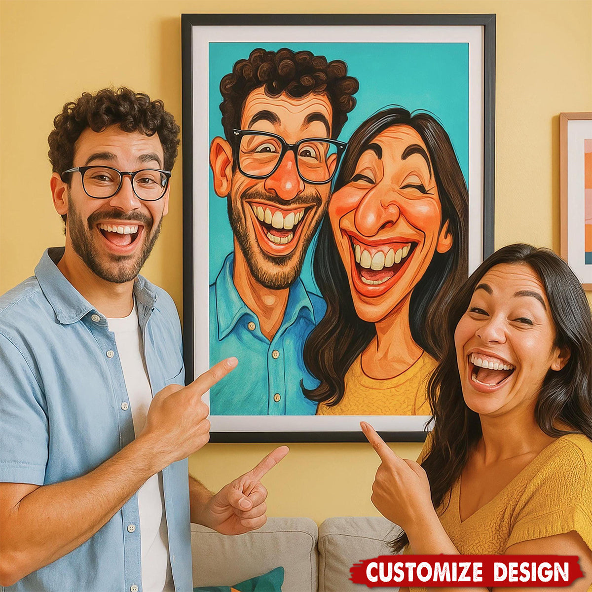 Custom Funny Caricature Poster– Transform Your Photo into Hilarious Art - Gift For Couple,Friend,Family