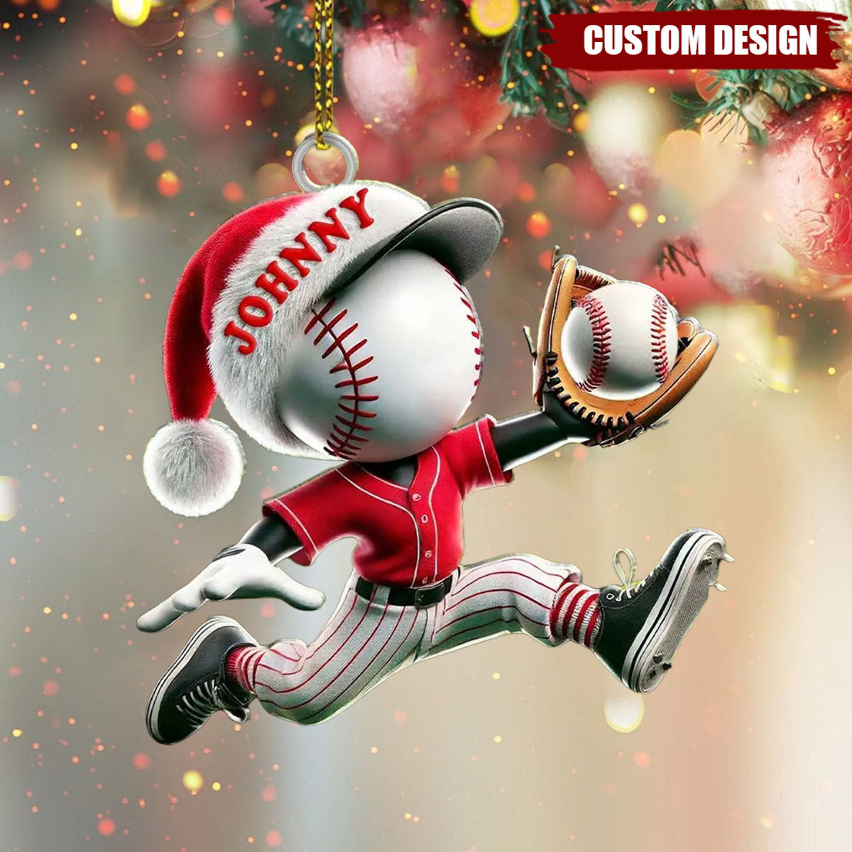 Custom Name Baseball Ornament, Christmas Gift for Baseball Lover