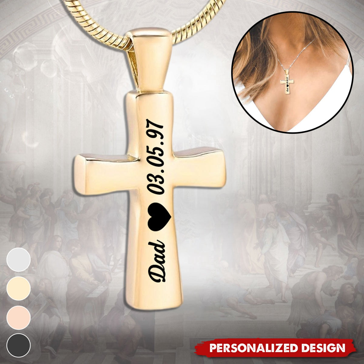 Personalized Cross Urn Necklace-Memorial Gift