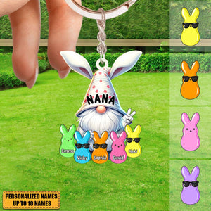 Bunny Nana Grandma Easter Grandkids Personalized Acrylic Keychain