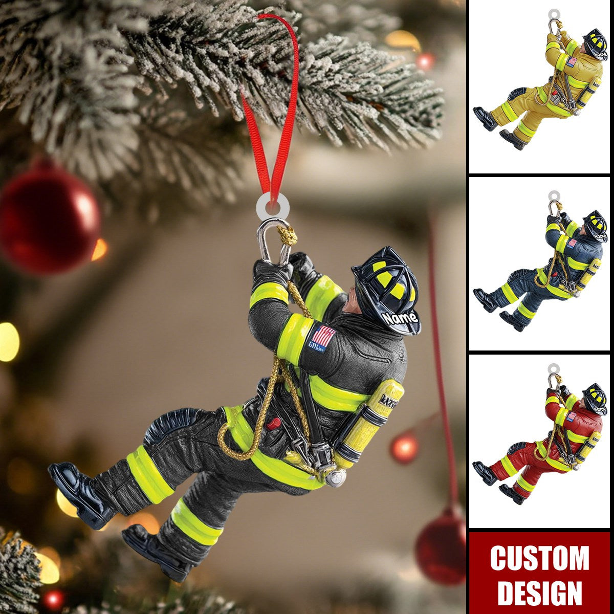 Personalized Firefighter Christmas Ornament - Custom Fireman Gift