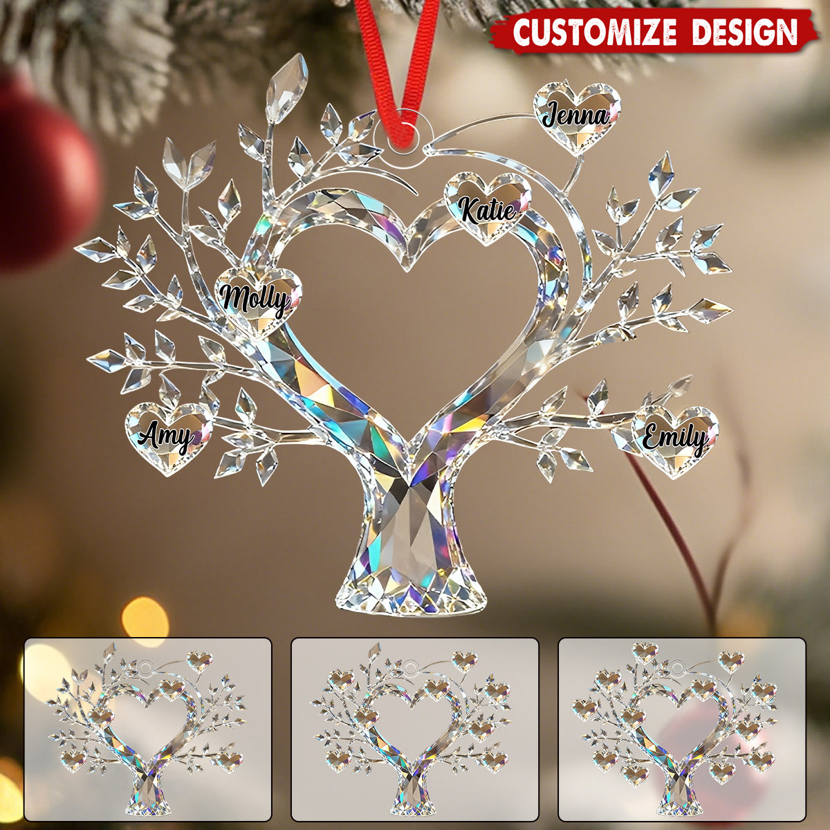 Personalized Tree of Life Family Member Crystal Ornaments