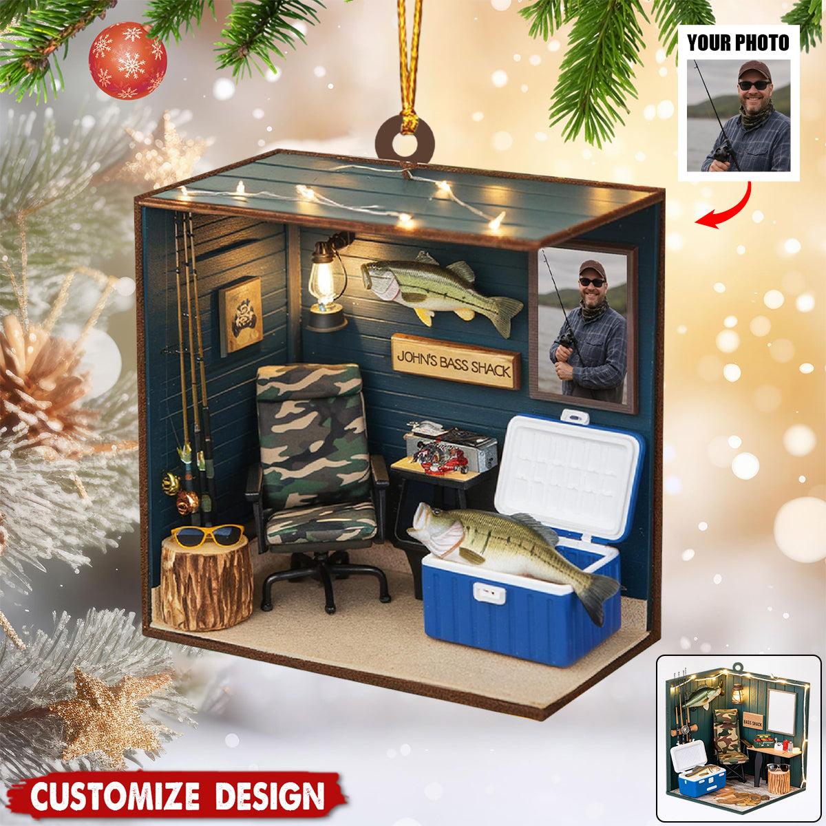Personalized Fishing Shack Christmas Ornament - Gift For Fishing Lovers