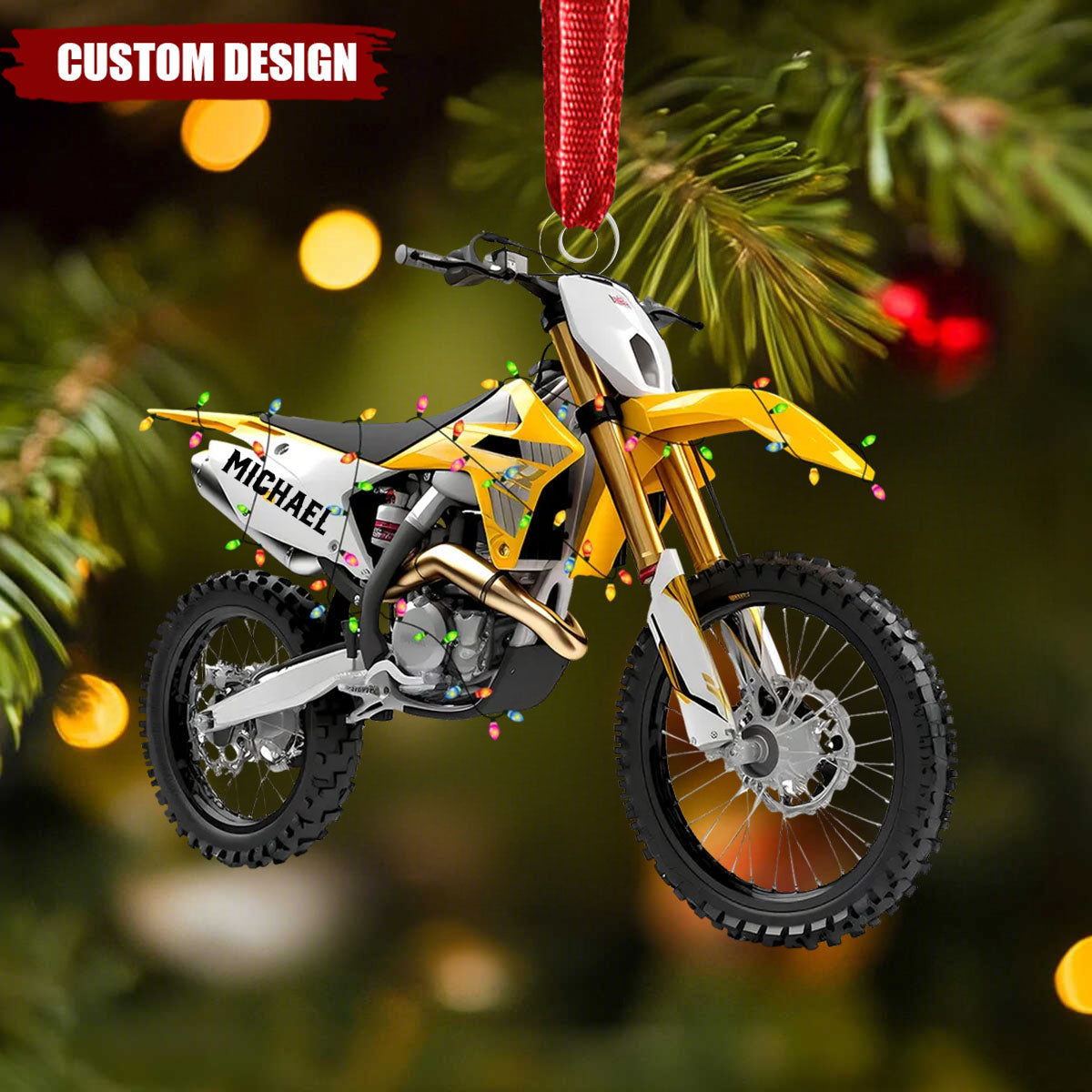 Dirt Bike Ornament, Personalized Motocross Ornament, Dirt Bike Gift Idea, Racing Ornament, Custom Ornament for Men, Acrylic 2D Ornament