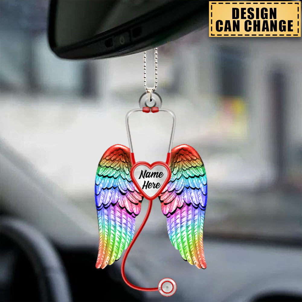 Personalized Nurse Angel Wings  Acrylic Car / Christmas Ornament - Gift For Nurse