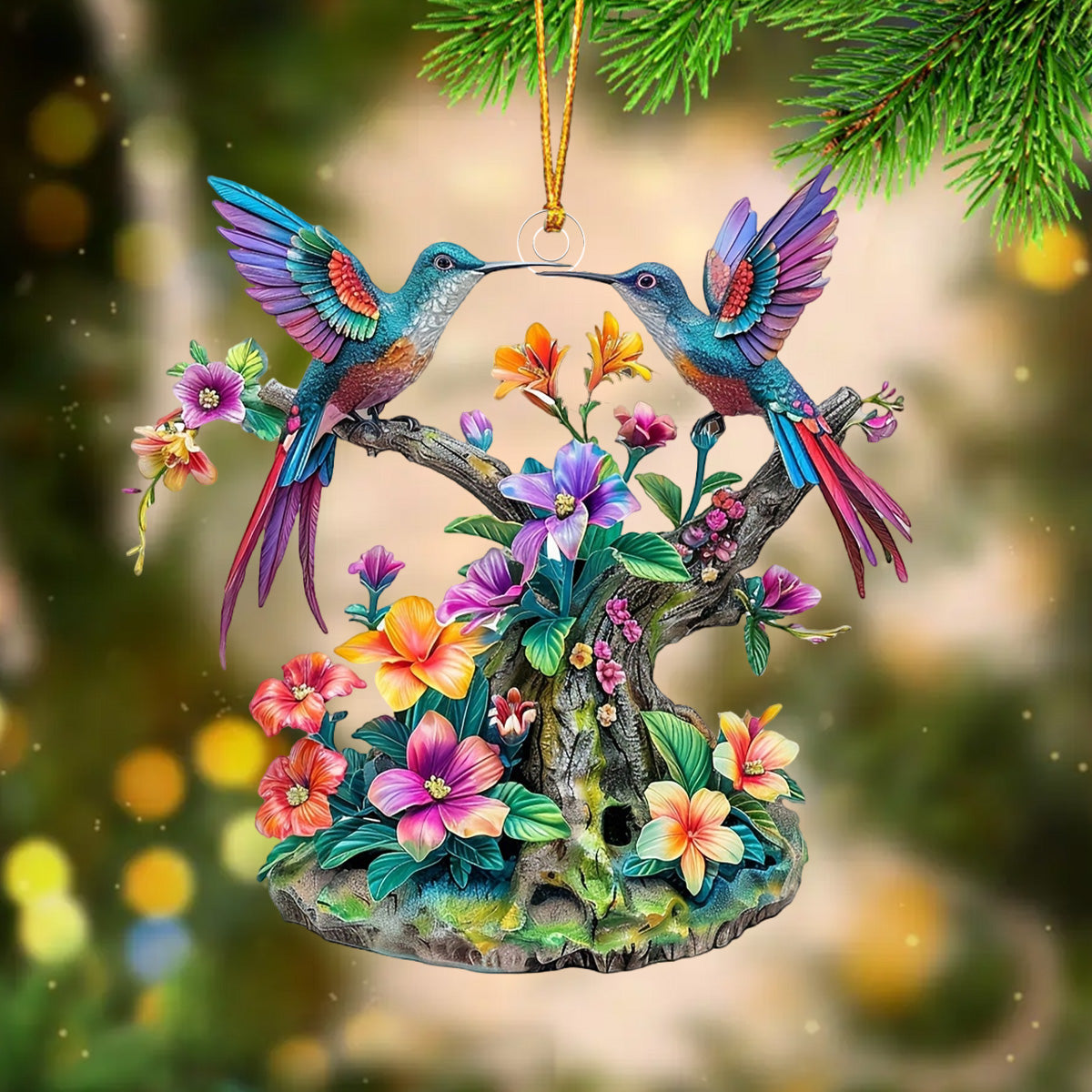 Vibrant Hummingbirds Ornament-Gift For Family And Friends