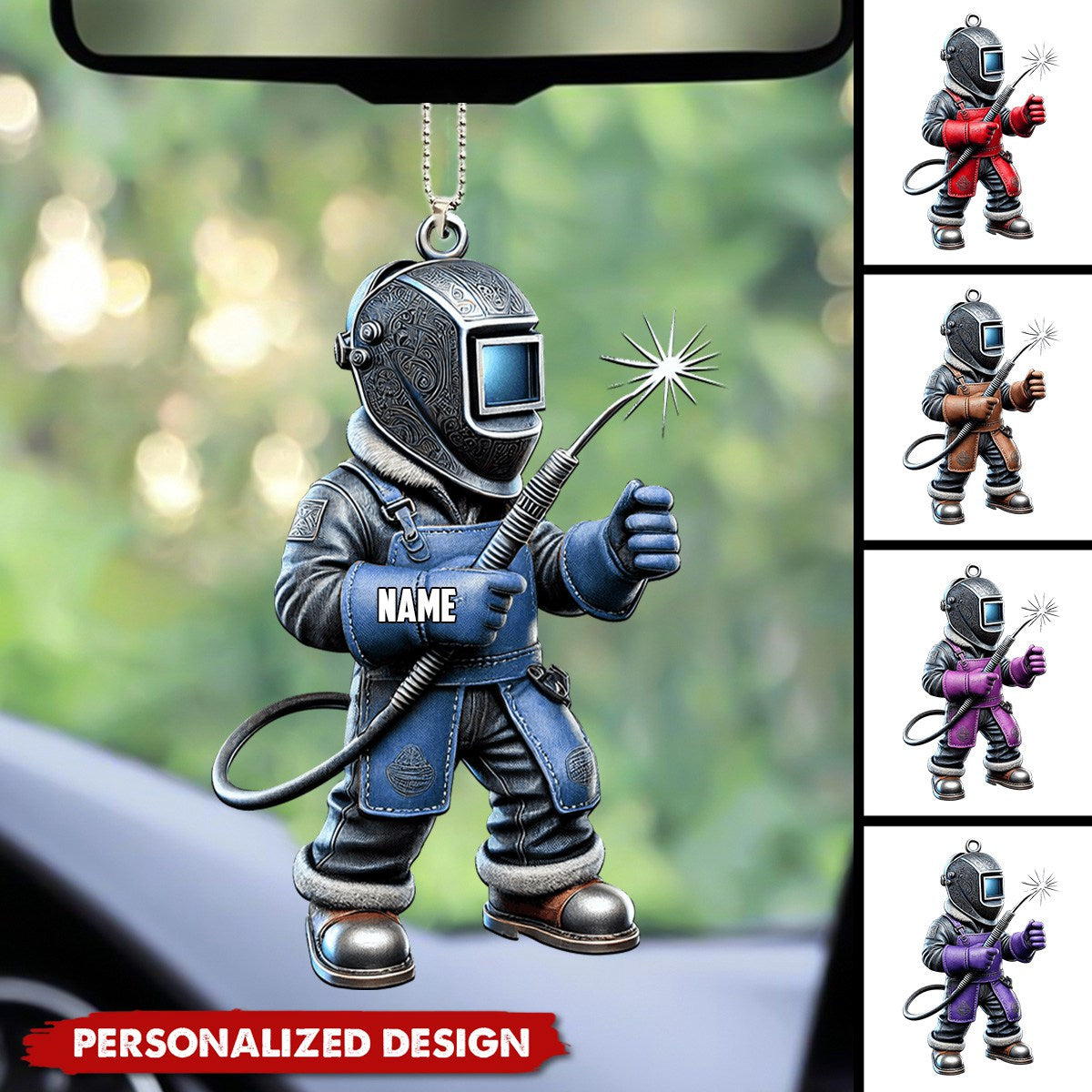 Personalized Welder Car Ornament, Gifts For Welder