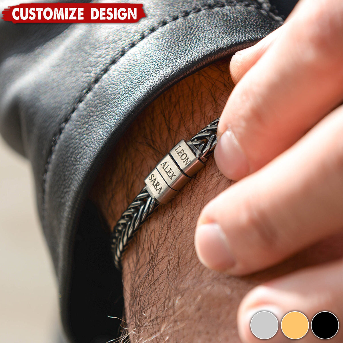 Personalize Names Man's Bracelet-Gift for Dad/Grandpa