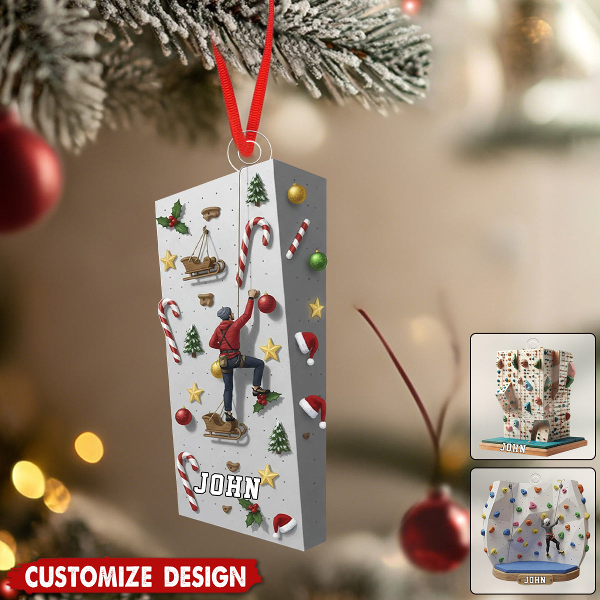 Personalized Rock Climbing Christmas Ornament – Gift for Athletes & Adventure Lovers
