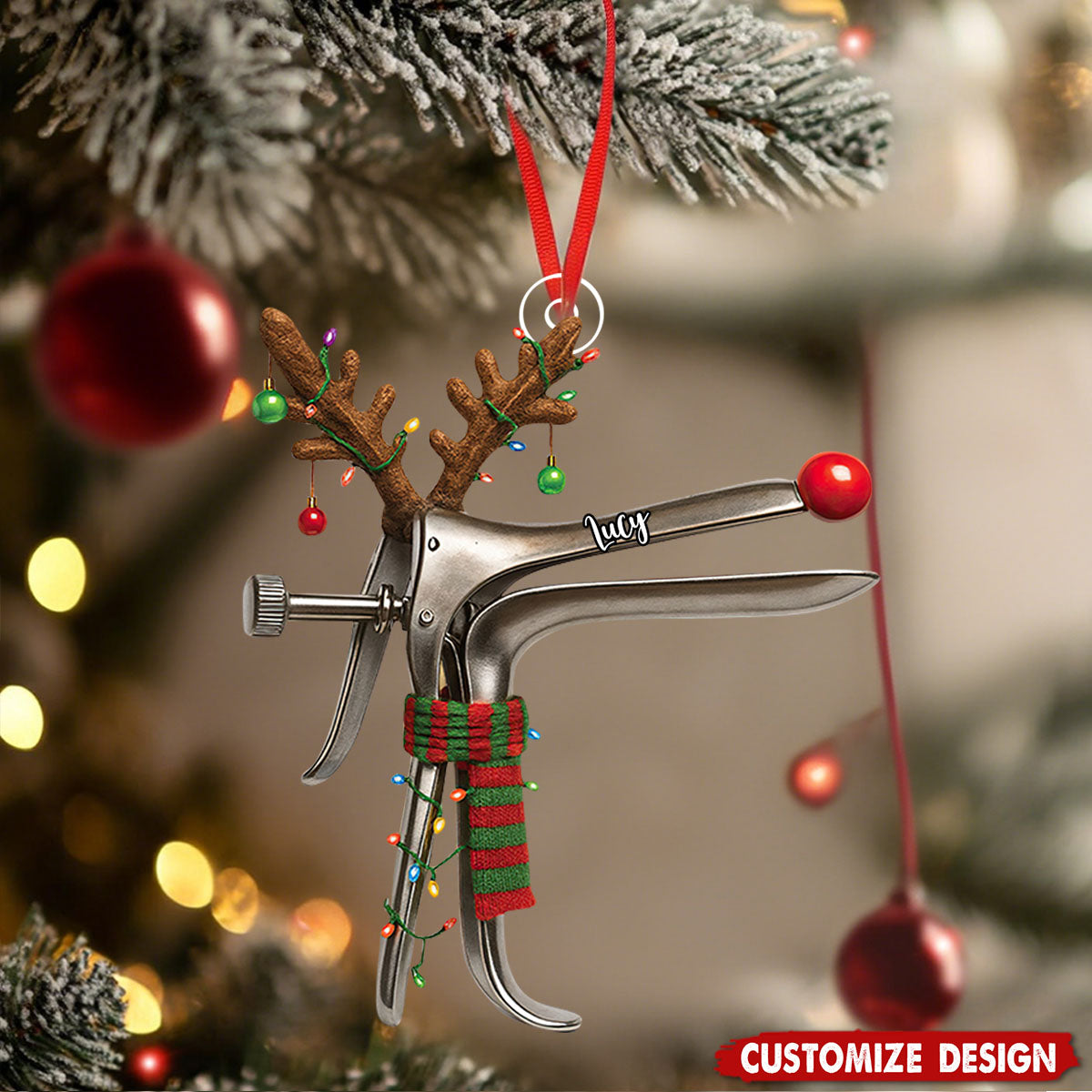 Funny Speculum Reindeer Christmas Ornament: OBGYN Gag Gift