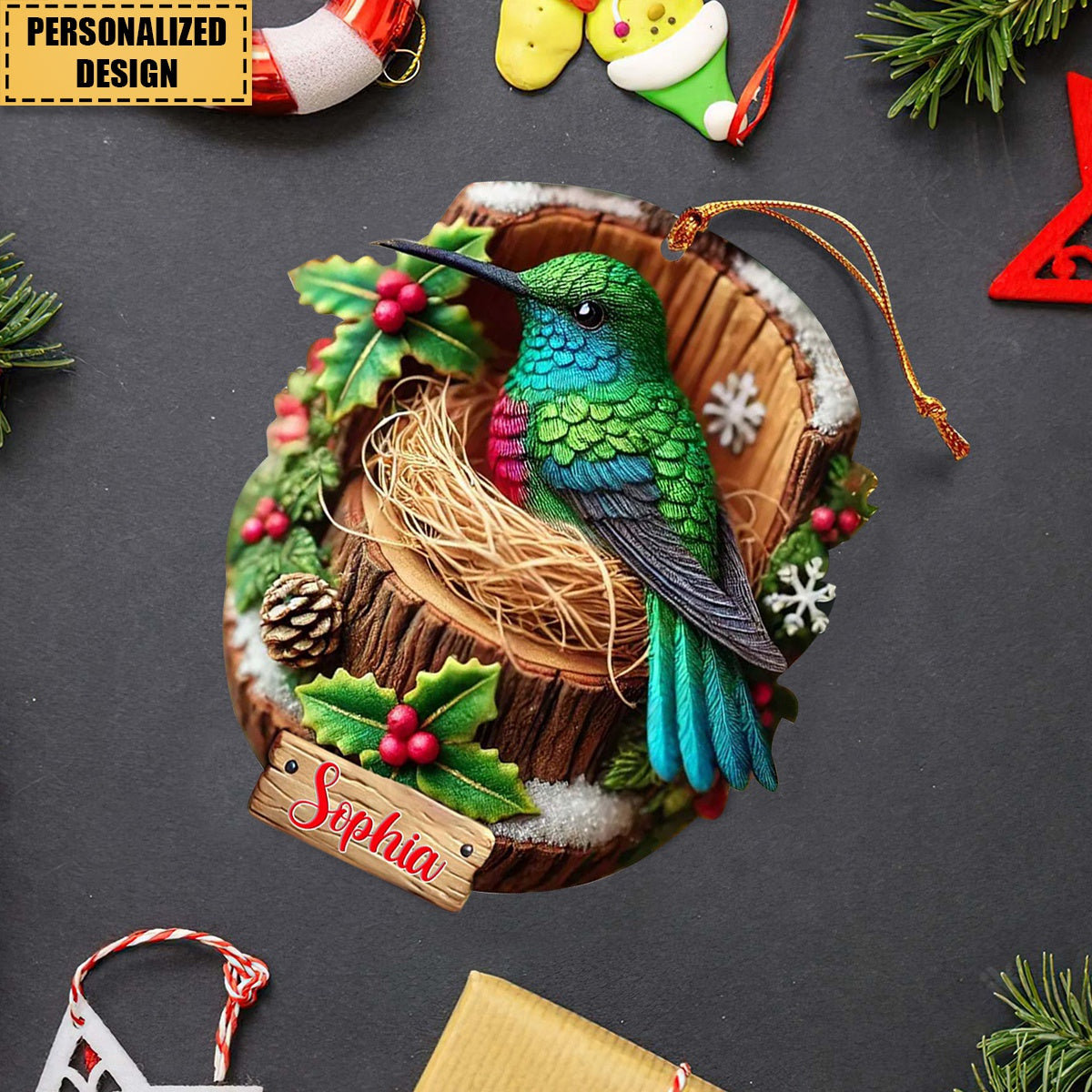 Personalized Name Hummingbird Christmas Ornament-Gift for Animal Lovers,Nature Lovers-2024 New Release