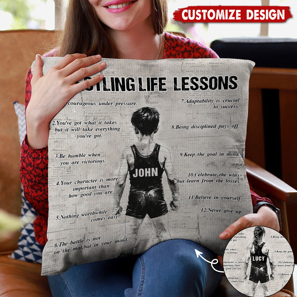 Personalized Wrestling Boy/Girl Life Lessons Pillow-Gift For Wrestling Young Lovers