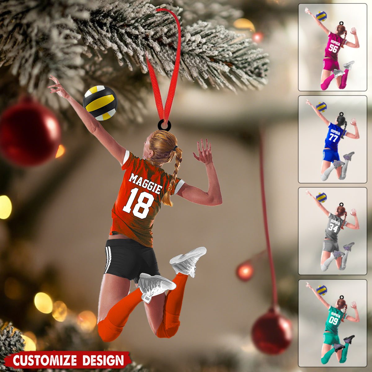 Personalized Beach Volleyball Acrylic Ornament, Gift For Volleyball Players