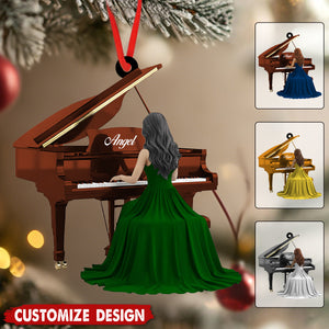 Personalized Grand Piano Christmas Ornament - Gift for Girl Pianist And Player Music Lover