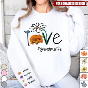 Love Grandma Life Month Flowers-Personalized Sweatshirt-Mother's day gift