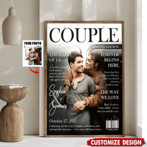 Personalized Love Story Couple Magazine Cover Canvas - Gift For Romantic Couple
