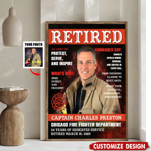 Personalized Firefighter Magazine Cover Poster - Gift For Fireman