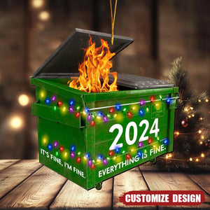 Dumpster on Fire Ornament, 2024 New Release Personalized Funny Christmas Ornament, Xmas Gag Gift