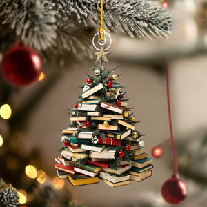 Christmas Tree With Books Ornaments