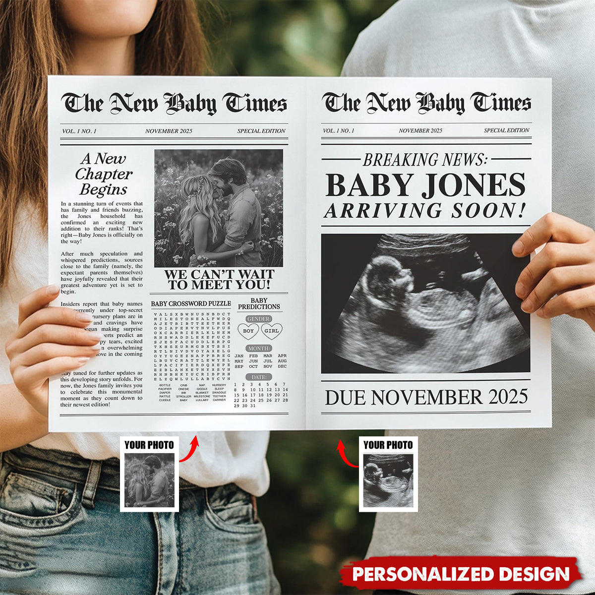 Expecting Baby Times-Personalized Newspaper Pregnancy Announcement