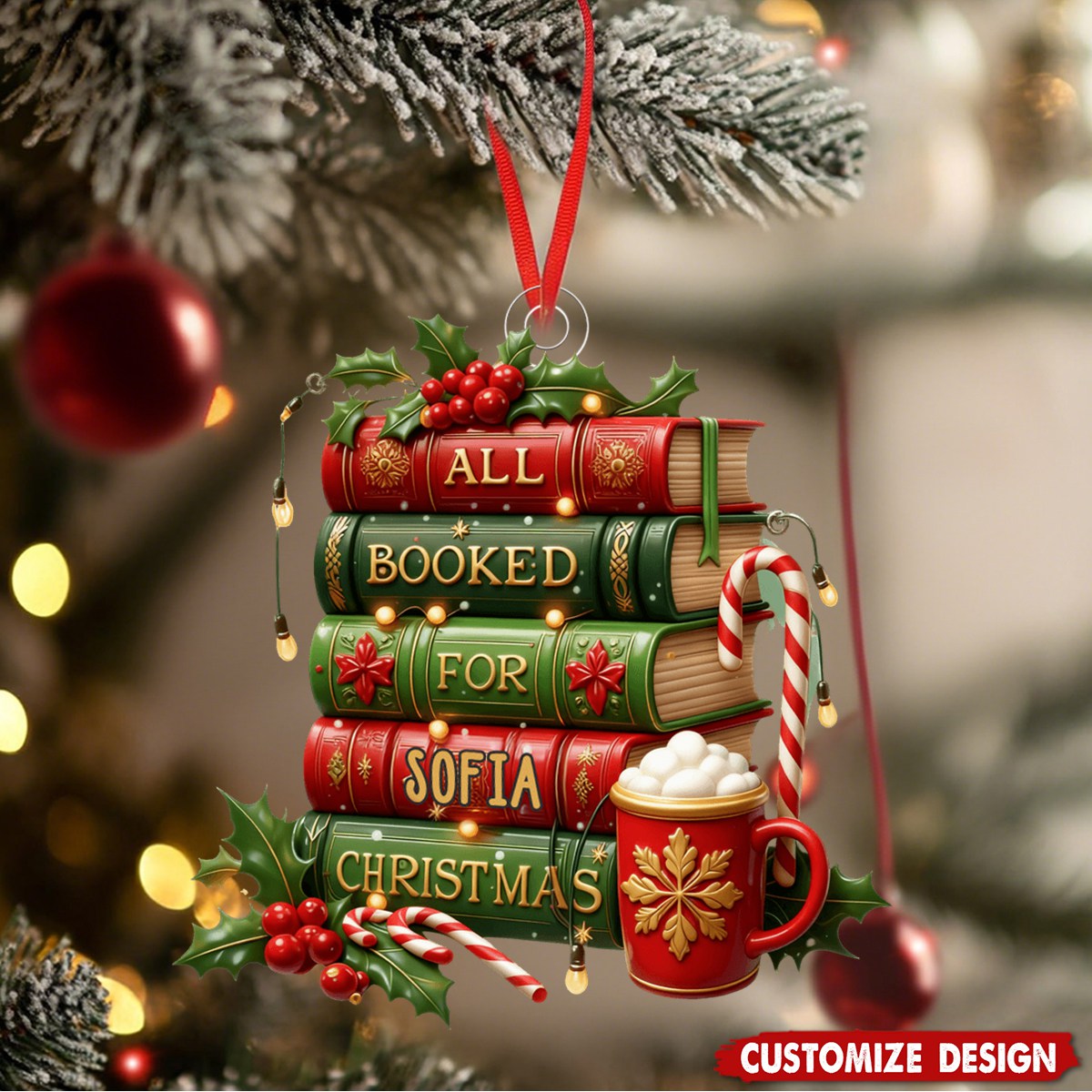 Personalized Hand-drawn Book For Acrylic Ornament - Gift For Reading Lovers