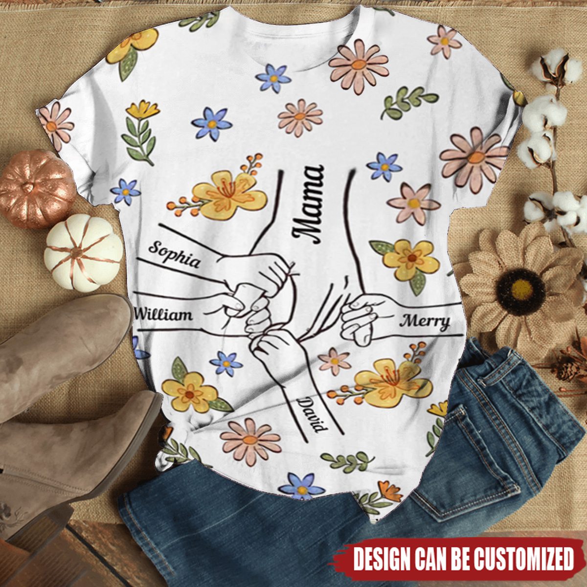 You Hold Our Hands, Also Our Hearts Personalized 3D T-shirt - Gift For Mom, Grandma