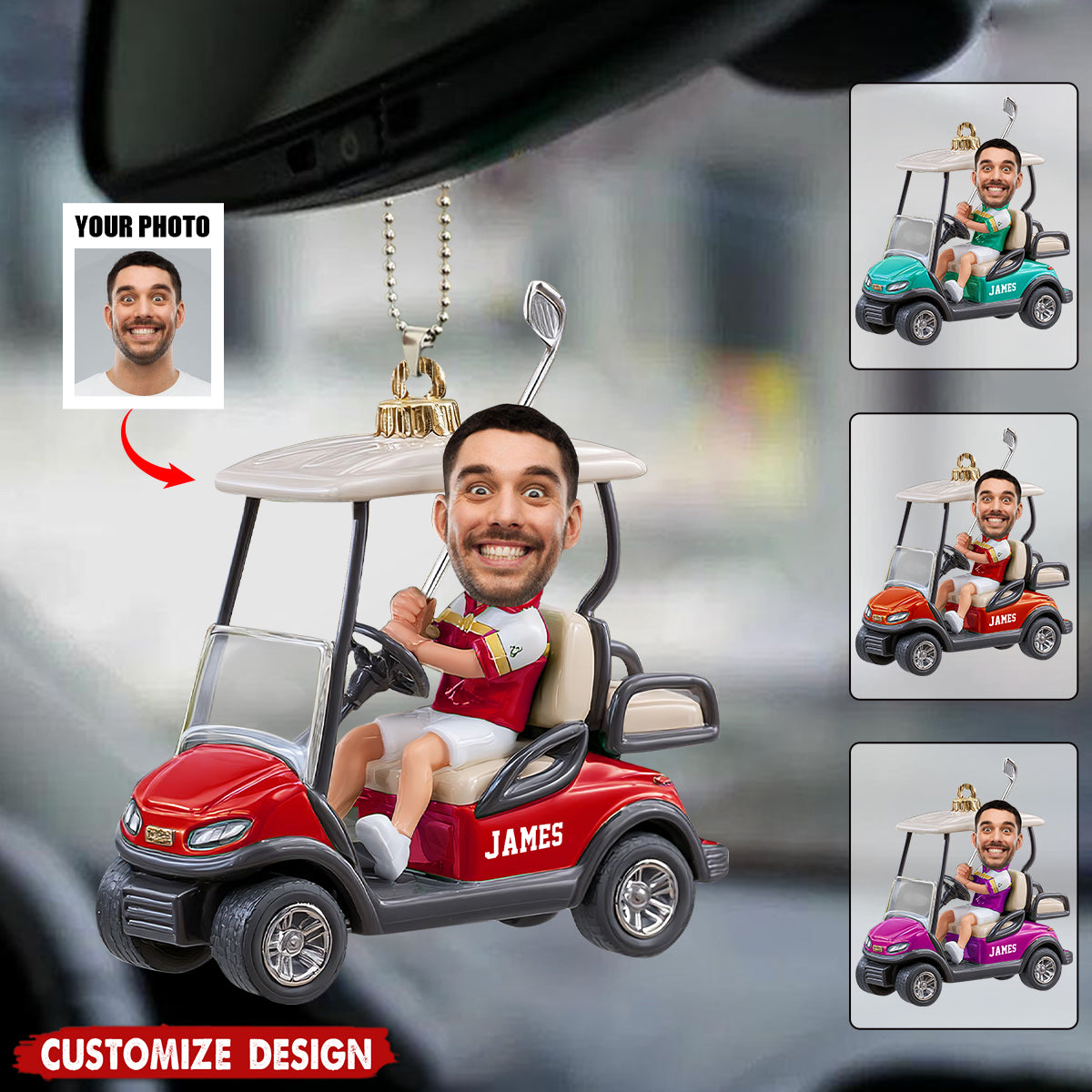 Personalized Golf Acrylic Car Ornament - Gift for Golf Lovers