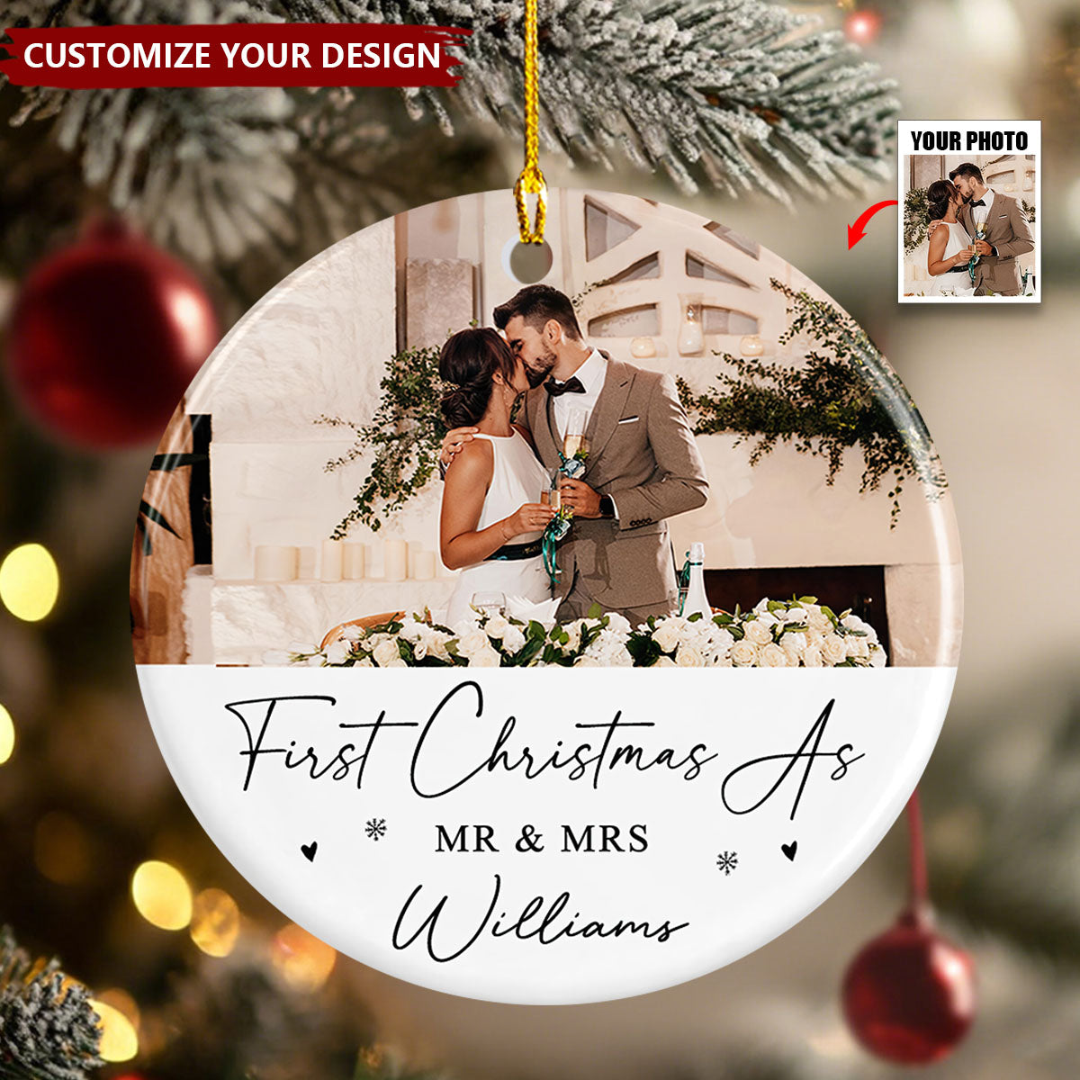 Personalised 1st Christmas as Mr and Mrs Ceramic Ornament