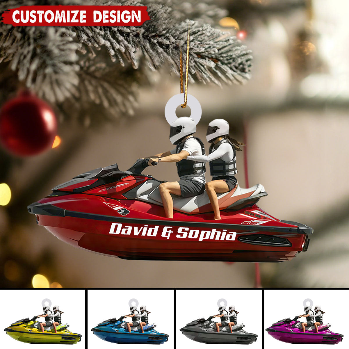 Personalized Jet Ski Couple Christmas Ornament - Gift For Couple