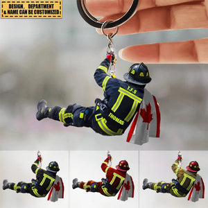 Personalized US/CA Firefighter Custom Name & Department Keychain