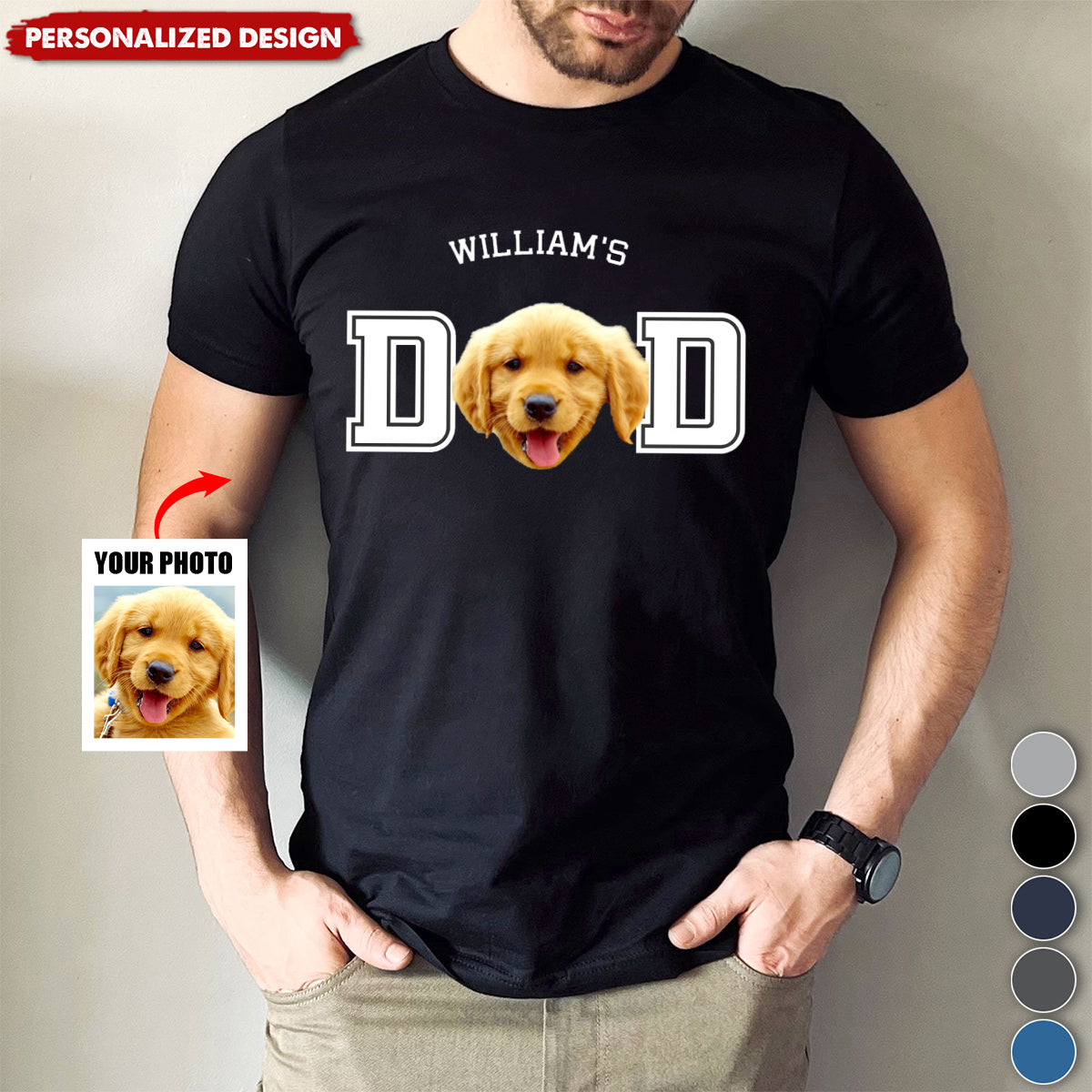 Personalized Photo Dog Cat Dad Shirt