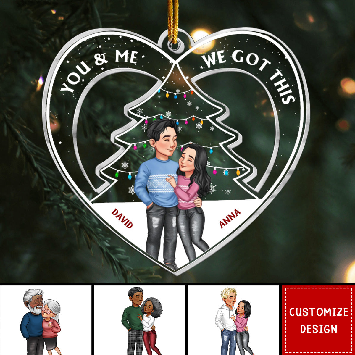 From Our First Kiss Christmas Couple - Personalized Acrylic Ornament - 2024 New Release