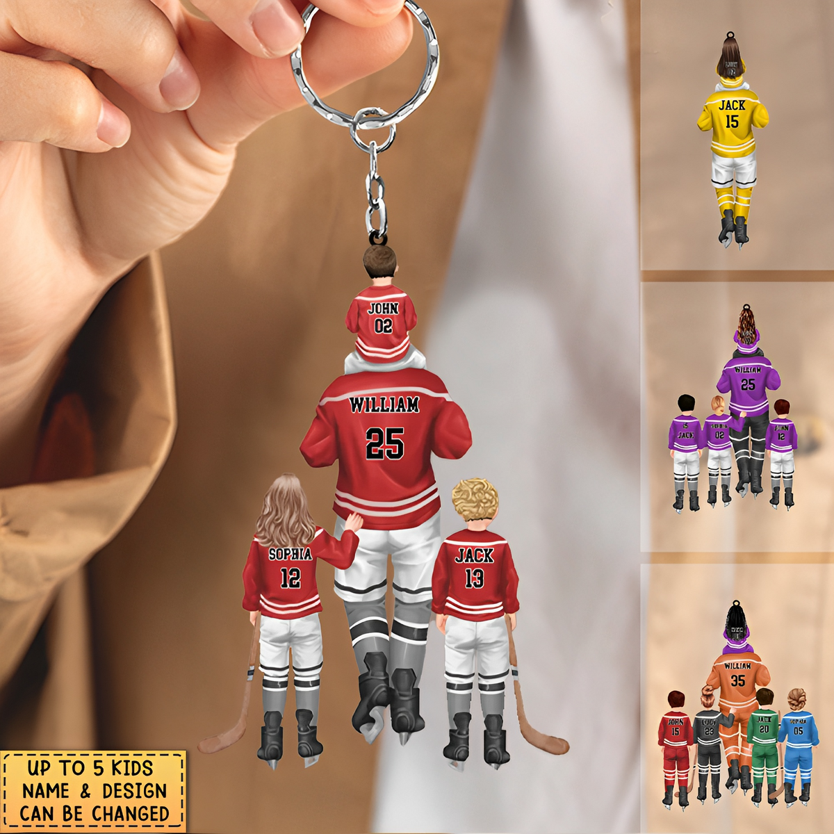 Personalized Hockey Dad & Kids Acrylic Keychain Gift For Kids & Dad