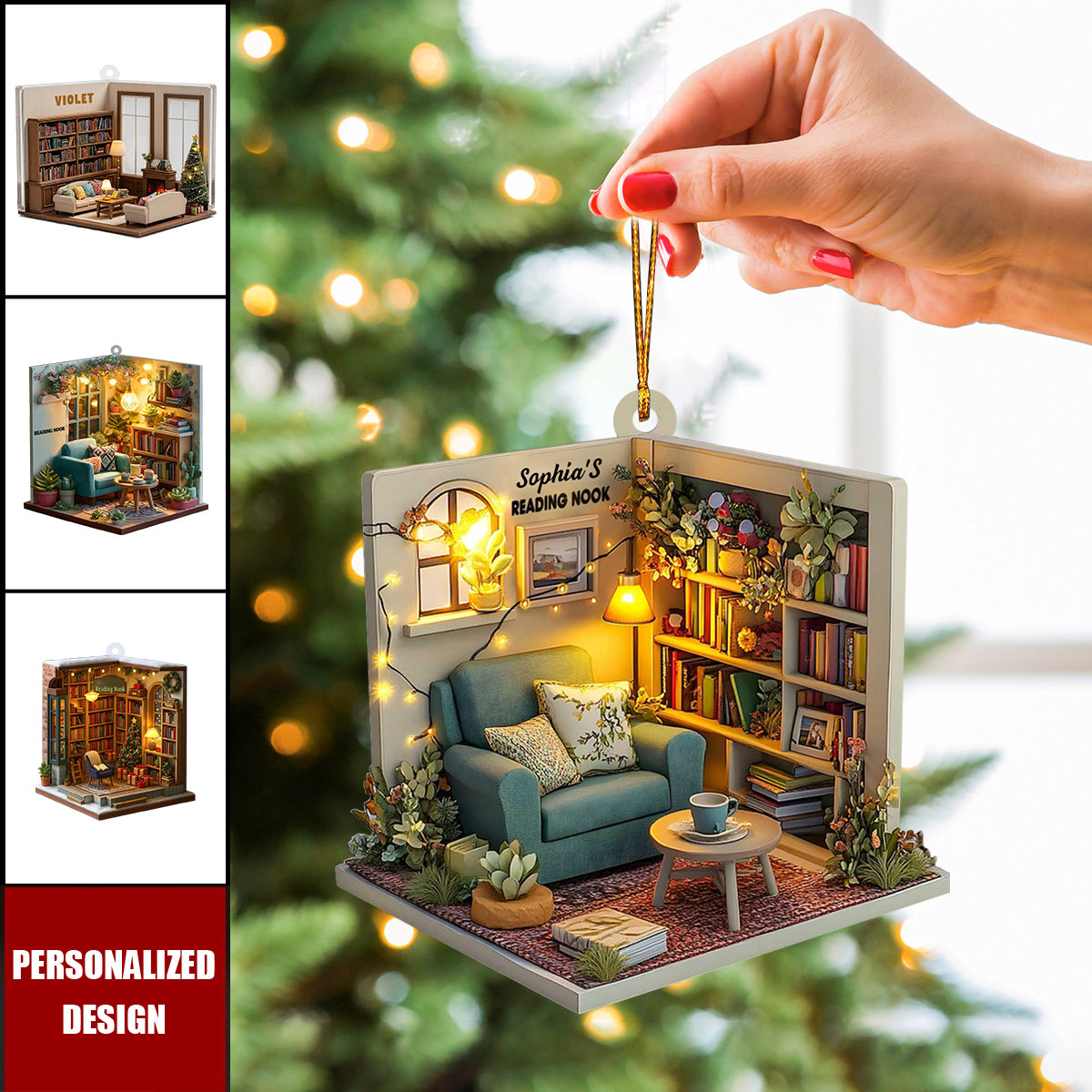 Personalized Reading Room Christmas Ornament-Gift For Book Lovers