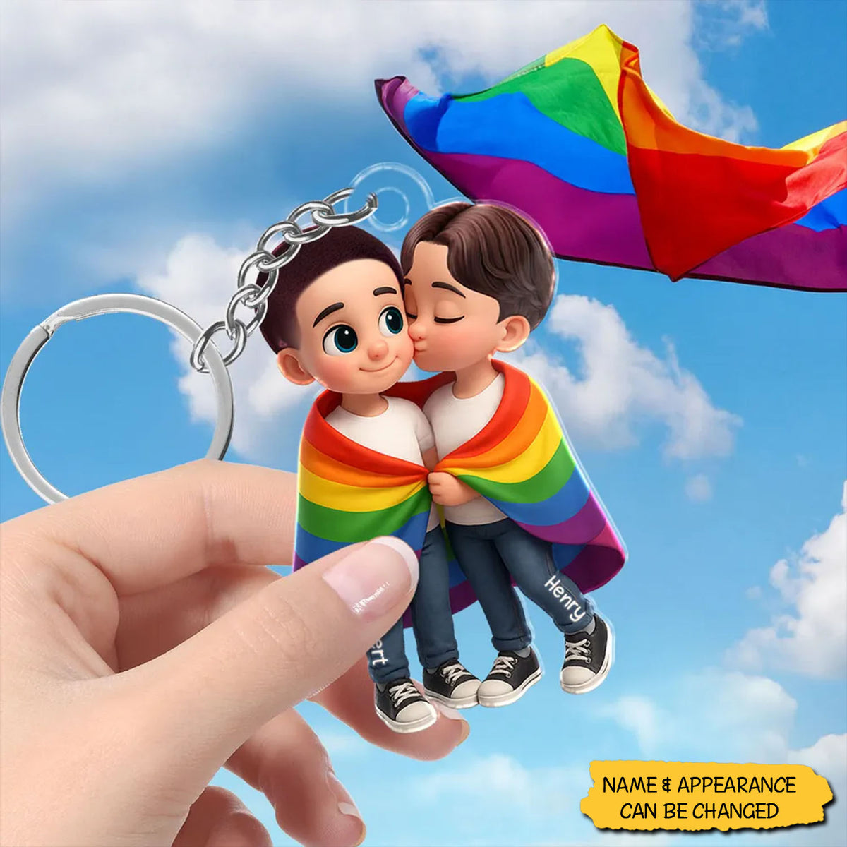 Pride Month LGBT Couple Love Is Love - Personalized Acrylic Keychain, Gift for him Or her