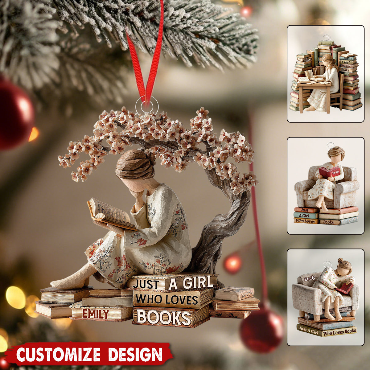 Just A Girl Who Loves Books - Personalized Acrylic Ornament - Gift For Reading Lovers