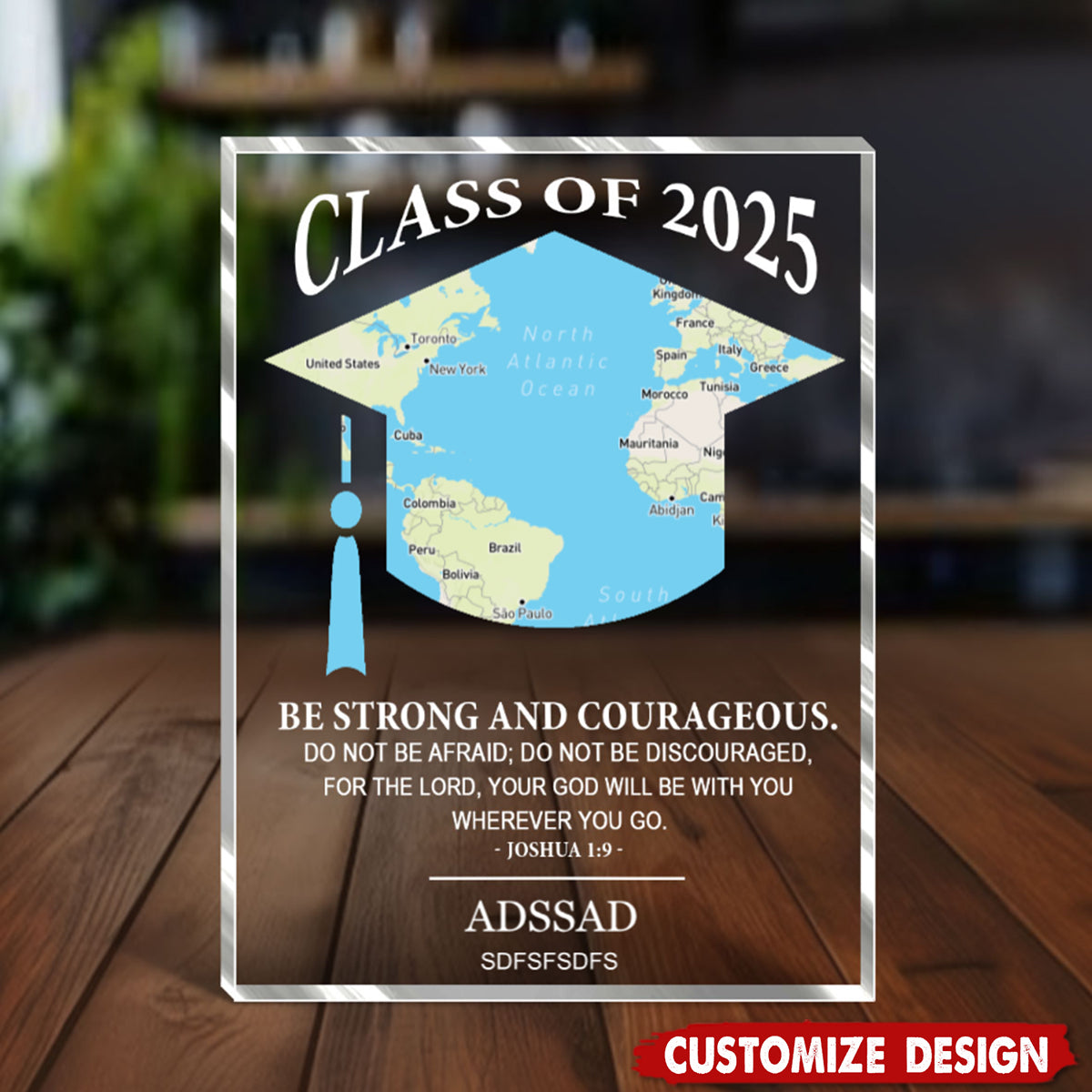 God Will Be With You Wherever You Go-Personalized Shaped Squared Acrylic Plaque