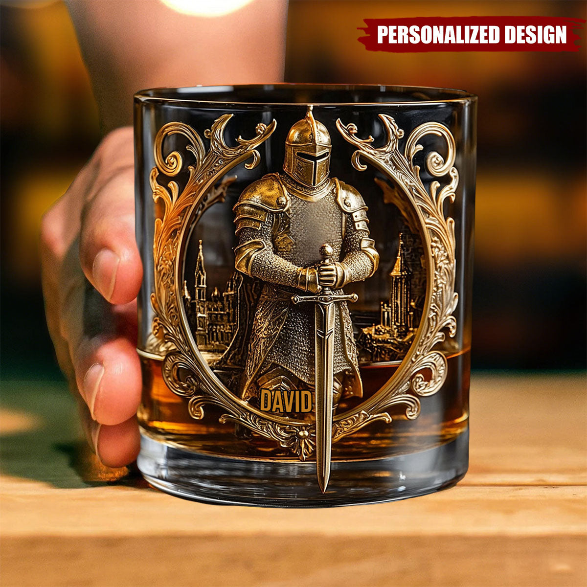 Knight Of God-Personalized Whiskey Glass