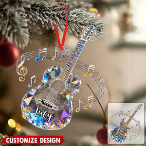 Personalized electric guitar themed crystal ornaments