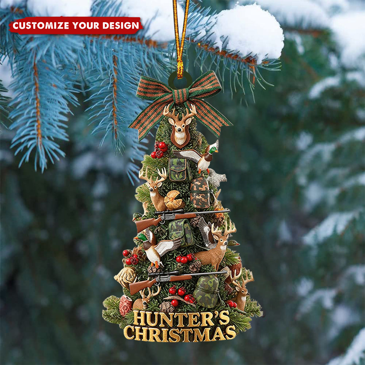 Personalized Name Hunter’s Christmas Ornament – Gift for Hunters and Outdoor Lovers