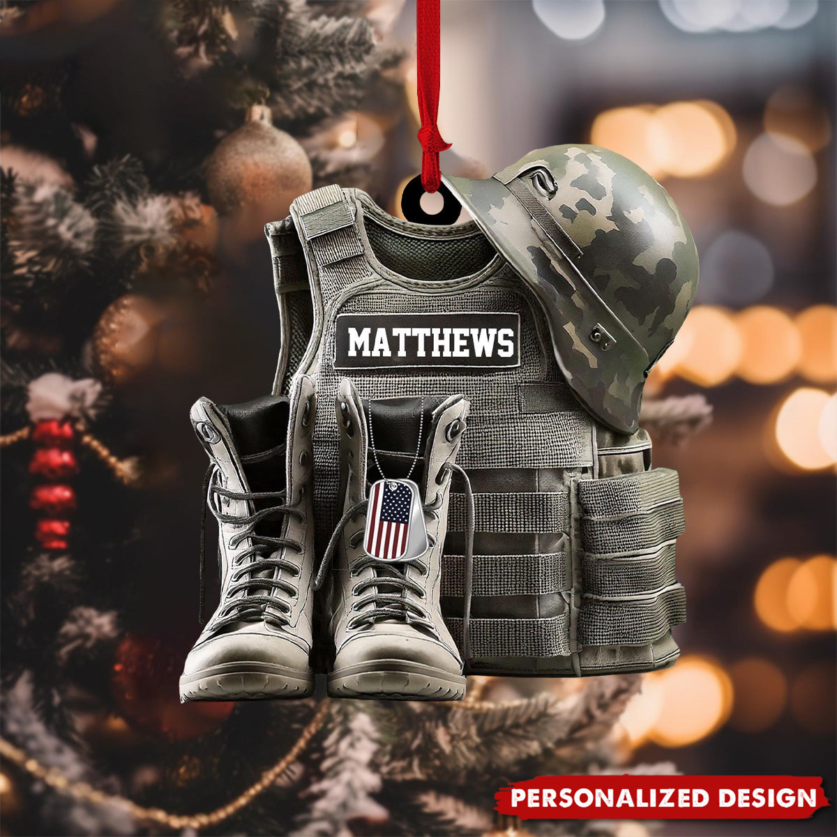 Personalized Veteran Military Christmas Ornament-Gift For Dad Grandpa