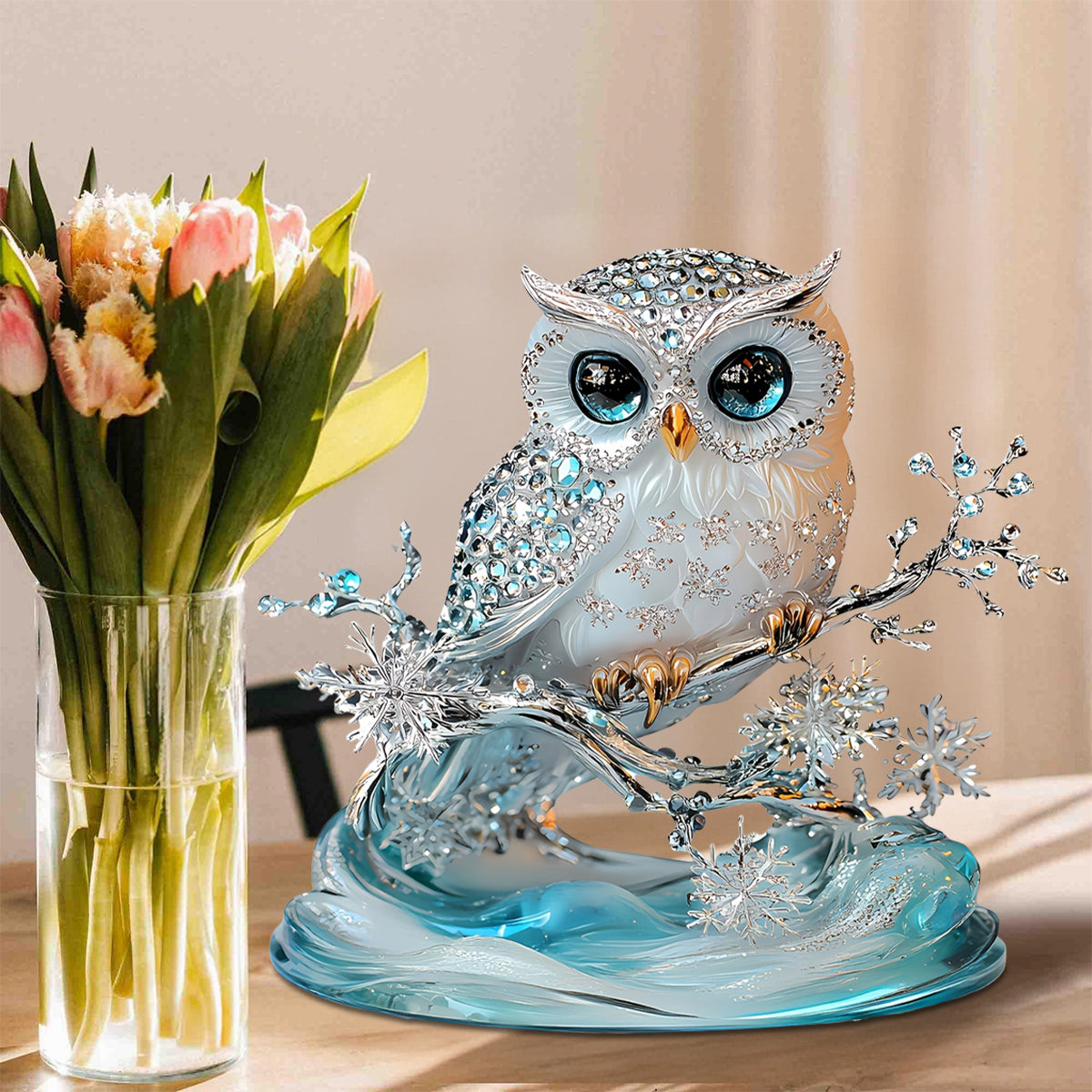 Elegant Bohemian Owl Acrylic Plaque Gift for Bedroom, Living Room