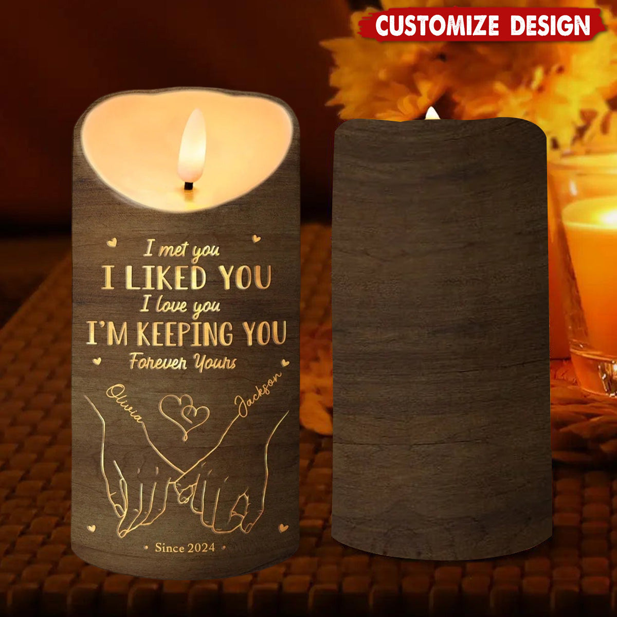 Love Is A Flame That Never Goes Out - Couple Personalized LED Candle - Gift For Couple