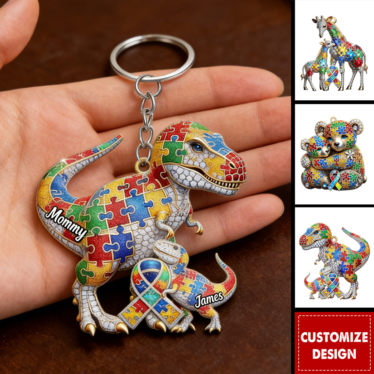 Strong Mama - Personalized Autism Awareness Keychain