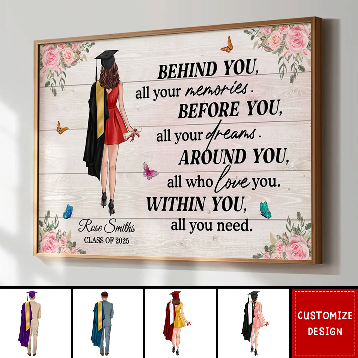 Graduation Senior Behind You All Your Memories Personalized Poster - Graduation Gift