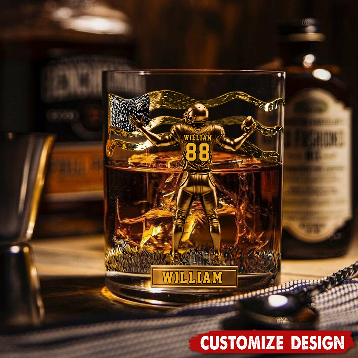 Personalized American Football Whiskey Glass - Gift For American Football Lovers