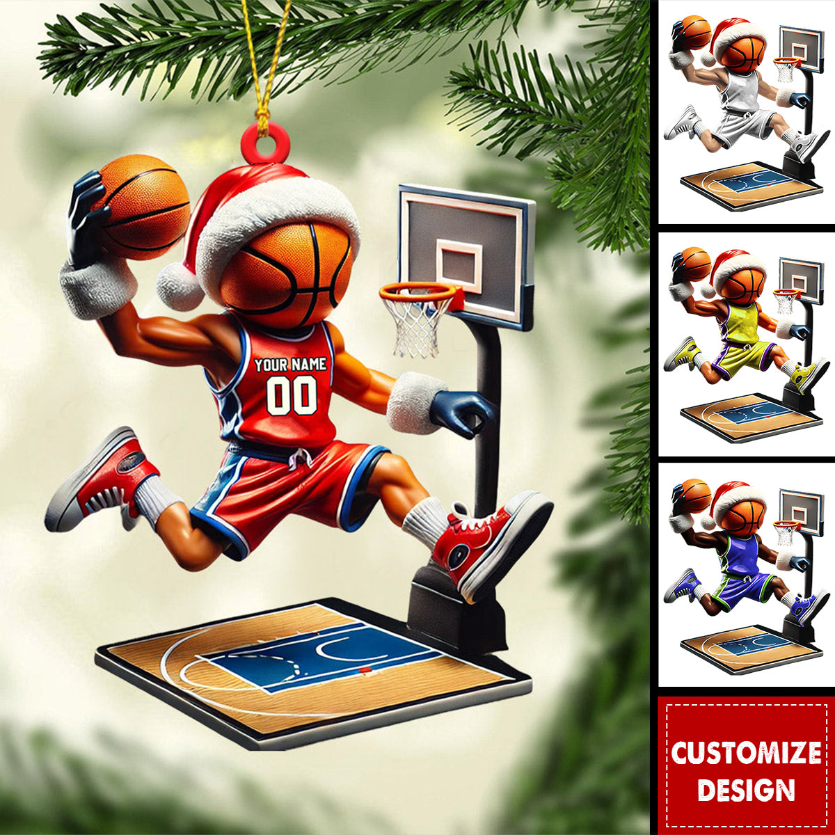 Basketball Player Christmas Ornament, Personalized Ornament