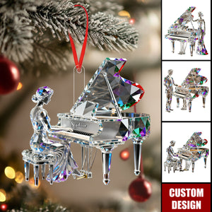 Personalized Piano Player Painted Christmas Ornament